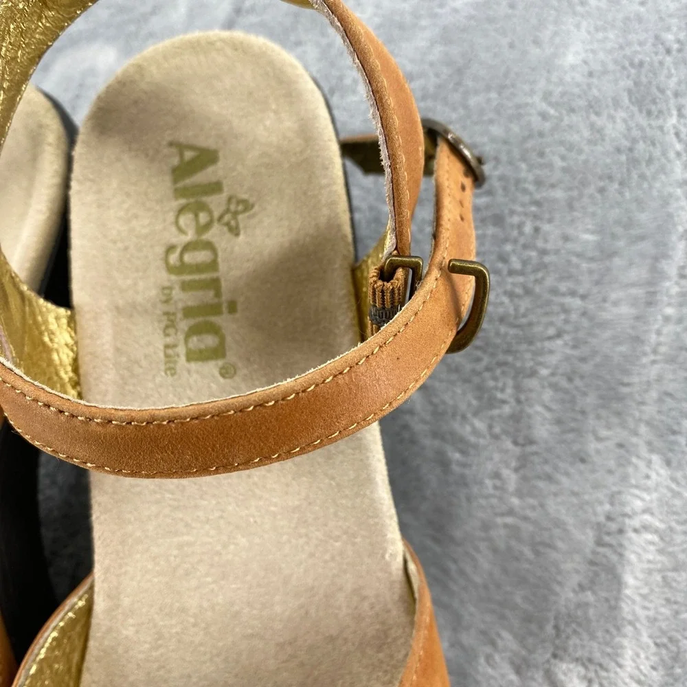 Alegria Reese Sandal Women's 39 Tan Leather Laser Cut‎ 2.25